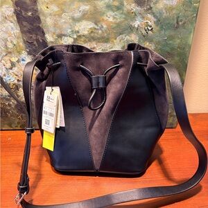 Black Leather Bucket Bag